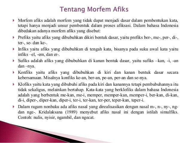 Struktur morfologi bahasa indonesia