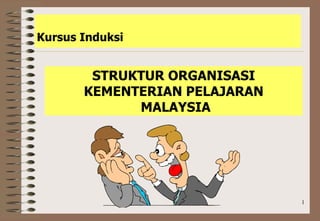 Kursus Induksi


        STRUKTUR ORGANISASI
       KEMENTERIAN PELAJARAN
             MALAYSIA




                               1
 