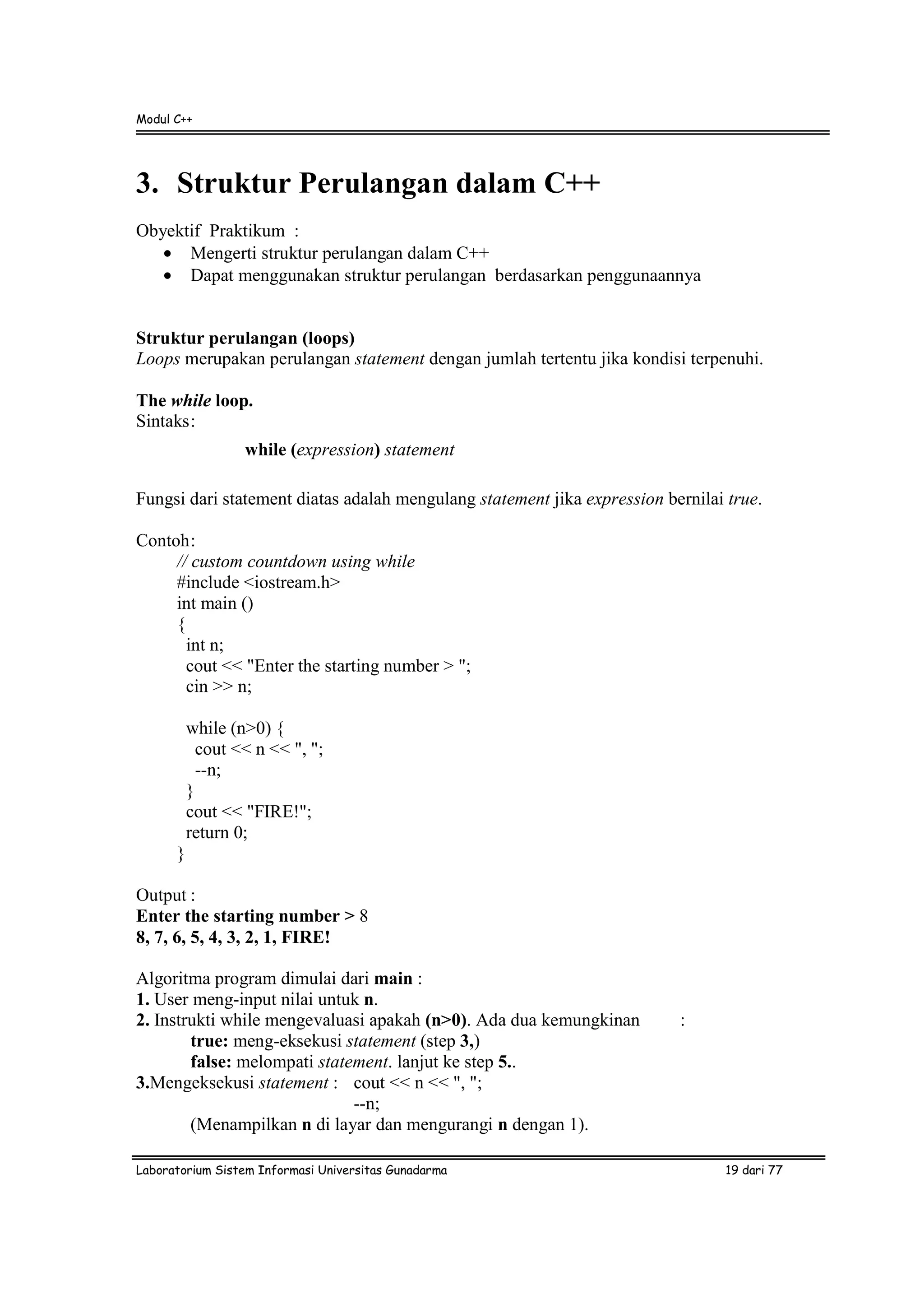 Struktur perulangan dalam c++ | PDF
