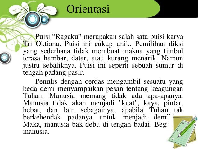 Struktur Teks Ulasan Puisi “Ragaku” Karya Te O Pili Teopili Struktur Teks Ulasan Puisi “Ragaku” Karya Te O Pili Teopili