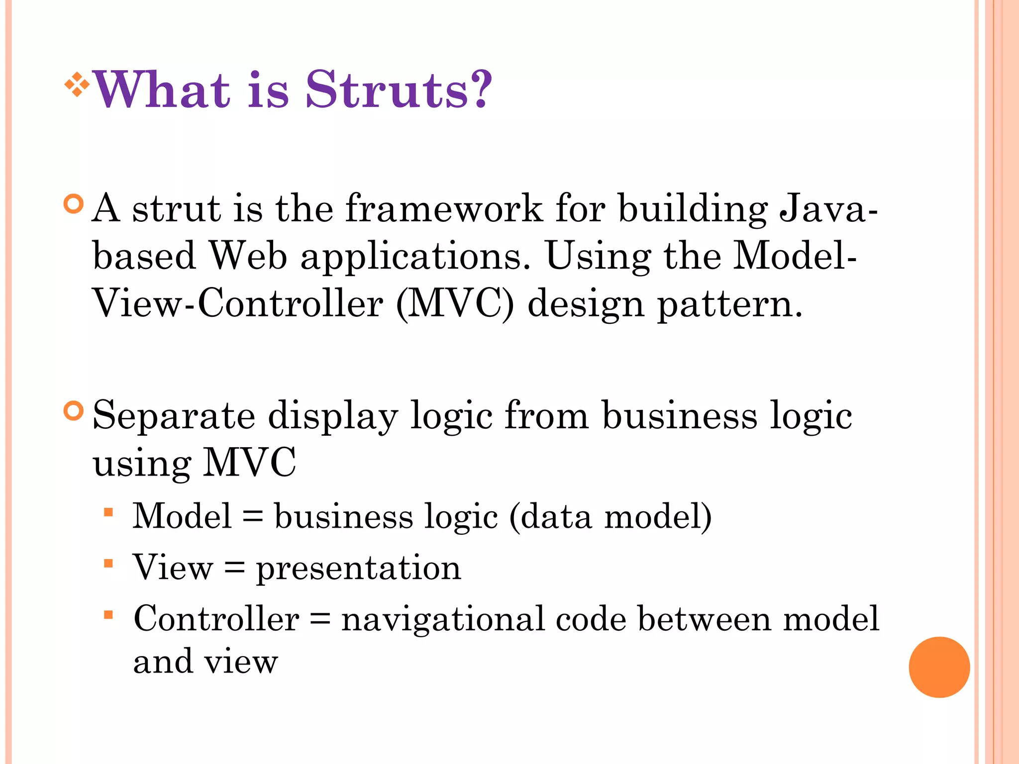 Struts(mrsurwar) ppt | PPT | Web Design and HTML | Internet