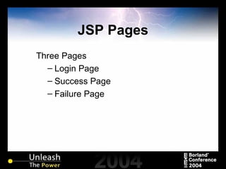 JSP Pages Three Pages Login Page Success Page Failure Page 