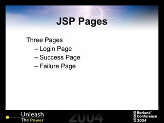 JSP Pages Three Pages Login Page Success Page Failure Page 