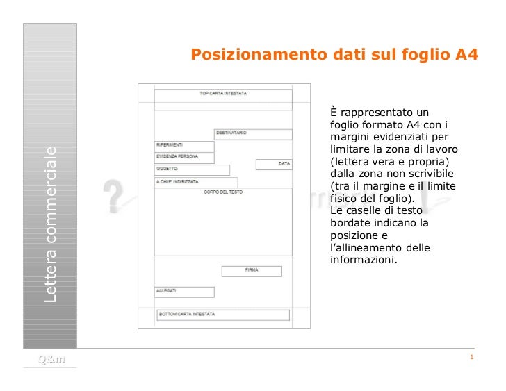 Lettera commerciale con tabella