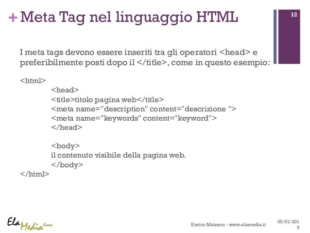 Struttura di una pagina html