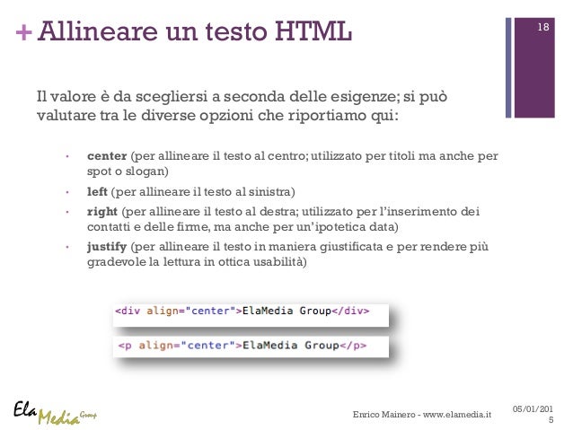 Struttura di una pagina html
