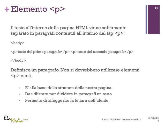 Struttura di una pagina html