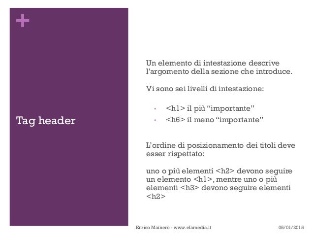 Struttura di una pagina html