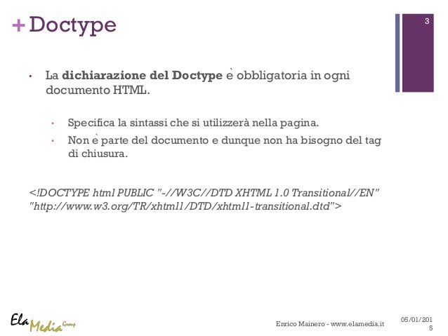 Struttura di una pagina html