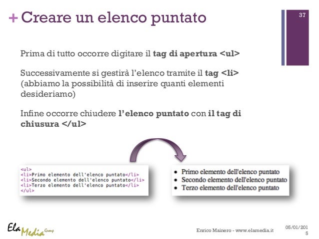 Struttura di una pagina html