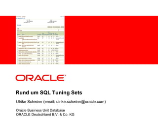 Rund um SQL Tuning Sets
Ulrike Schwinn (email: ulrike.schwinn@oracle.com)
Oracle Business Unit Database
ORACLE Deutschland B.V. & Co. KG
 