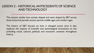 Historical Antecedents of Science and Technology: From Ancient to ...