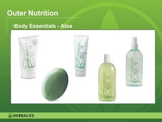 Outer Nutrition
 •Body Essentials - Aloe




                           69
 