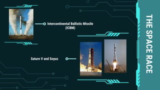 THE
SPACE
RACE
Intercontinental Ballistic Missile
(ICBM)
Saturn V and Soyuz
 
