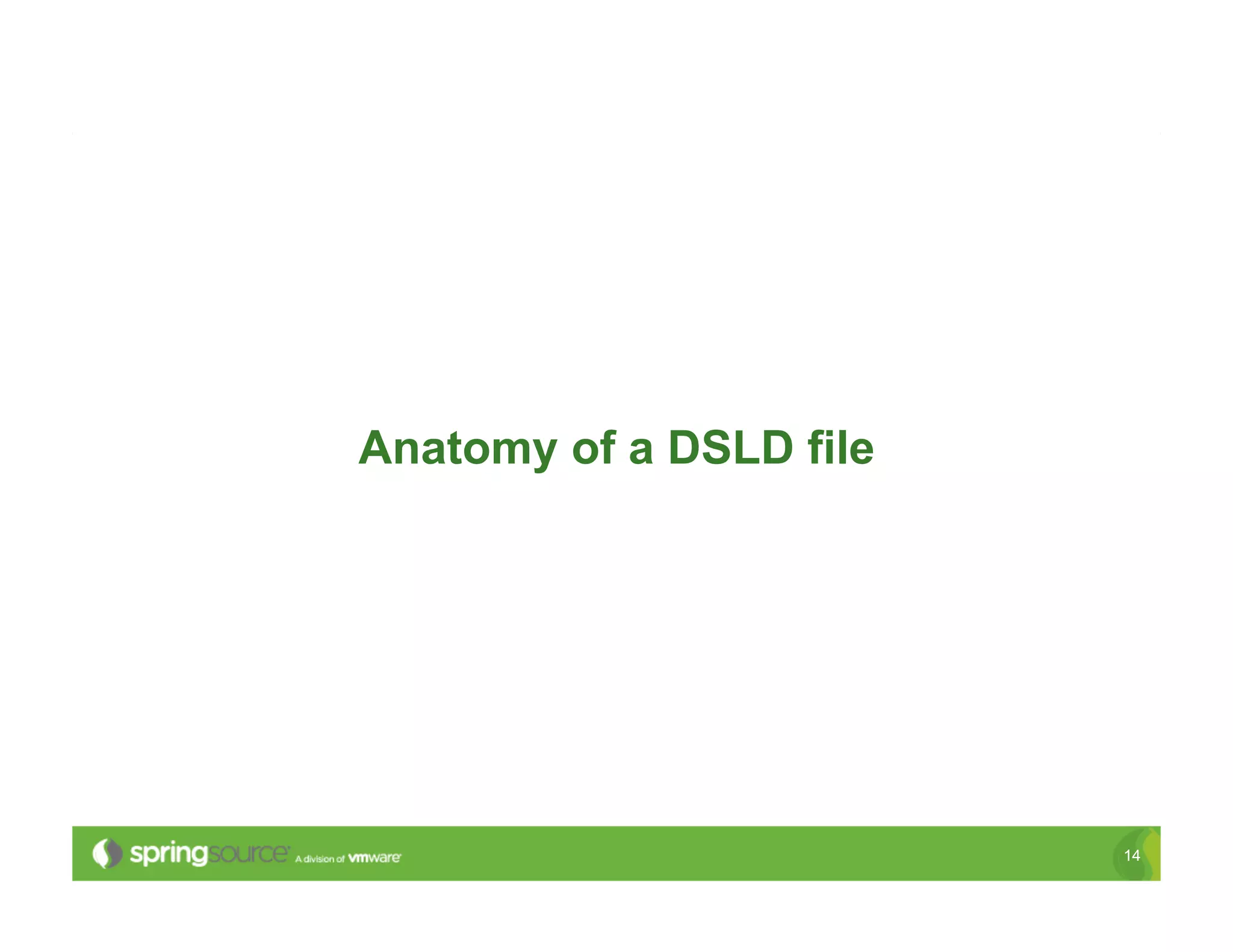 Anatomy of a DSLD file




                         14
 