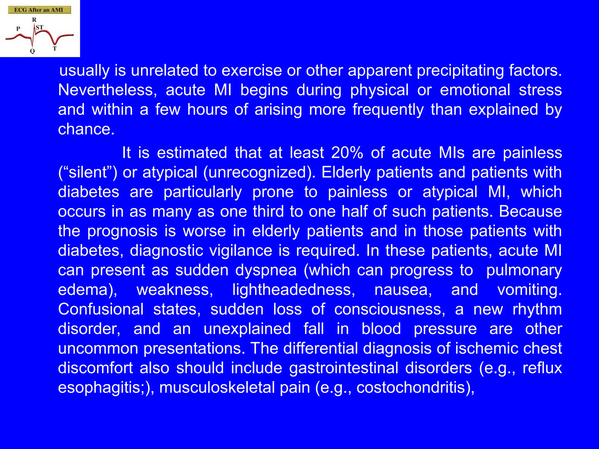 St segment elevation acute myocardial infarction and complications of