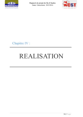 Rapport de projet de fin d’études
Année Universitaire 2015/2016
54 | P a g e
Chapitre IV :
 
