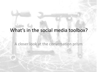 What’s in the social media toolbox? A closer look at the conversation prism 