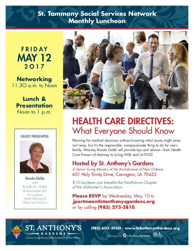 st tammany ss networking luncheon flyer may 2017 saint anthonys drive flyers