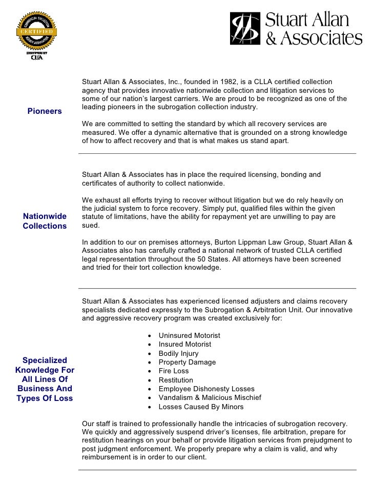 stuart allan amp associates inc nationwide subrogation recovery pro