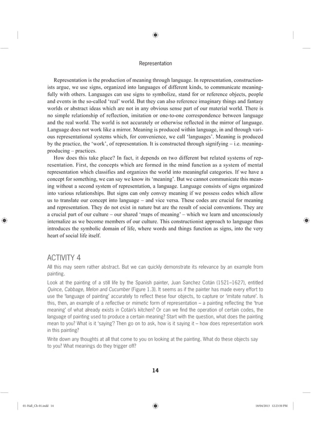 Stuart Hall - Representation Theory | PDF