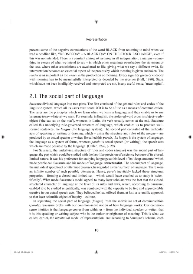 Stuart Hall - Representation Theory | PDF