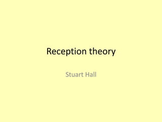 Reception theory
Stuart Hall
 