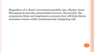 Shelter Asset Management - Implementing Investment Concepts | PPTX - Ways To Shelter Assets With An Llc