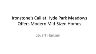 Ironstone’s Cali at Hyde Park Meadows
Offers Modern Mid-Sized Homes
Stuart Hansen
 