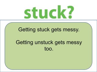 Getting stuck gets messy.

Getting unstuck gets messy
too.

 