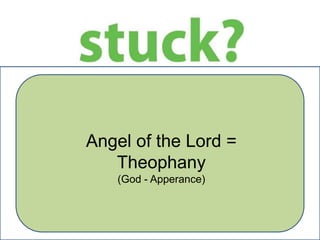 Angel of the Lord =
Theophany
(God - Apperance)

 