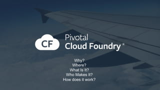 2©   Copyright   2015   Pivotal.   All   rights   reserved.     Confidential.
Why?
Where?
What  Is  It?
Who  Makes  It?
How  does  it  work?
 