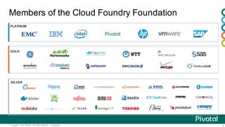 4©   Copyright   2015   Pivotal.   All   rights   reserved.     Confidential.
Members  of  the  Cloud  Foundry  Foundation
PLATINUM
GOLD
SILVER
 