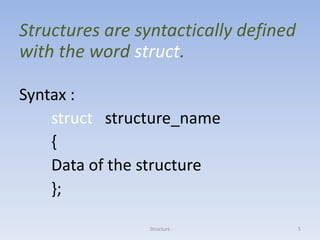 Struct Word Examples Stuctures in c++ in a sample way PPT | PPSX