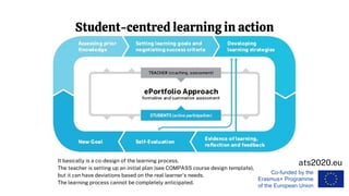 ats2020.eu
Student-centred learning in action
It basically is a co-design of the learning process.
The teacher is setting up an initial plan (see COMPASS course design template),
but it can have deviations based on the real learner's needs.
The learning process cannot be completely anticipated.
 