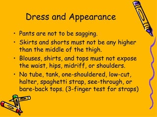 Dress and Appearance ,[object Object],[object Object],[object Object],[object Object]