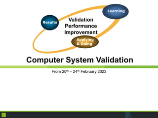 Computer System Validation
From 20th – 24th February 2023
 