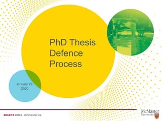 mcmaster.ca |
mcmaster.ca
PhD Thesis
Defence
Process
January 22,
2020
 