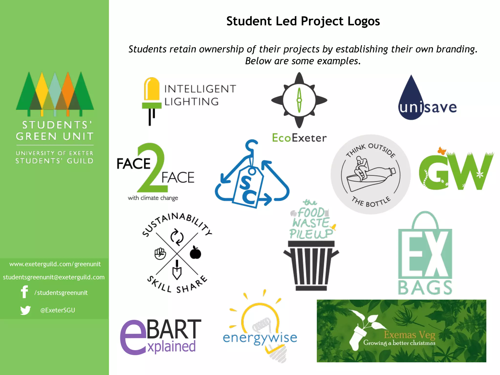 Student Led Project Logos
Students retain ownership of their projects by establishing their own branding.
Below are some examples.
 