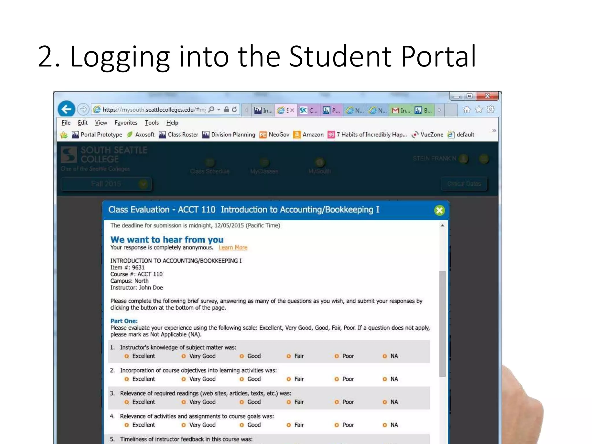 2. Logging into the Student Portal