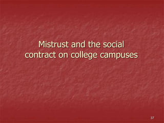 Mistrust and the social
contract on college campuses
37
 