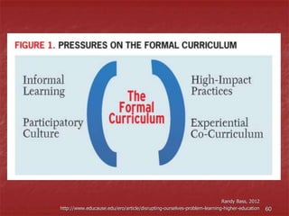 Randy Bass, 2012
http://www.educause.edu/ero/article/disrupting-ourselves-problem-learning-higher-education 60
 