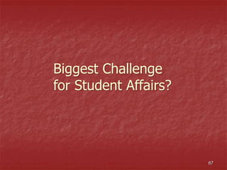67
Biggest Challenge
for Student Affairs?
 