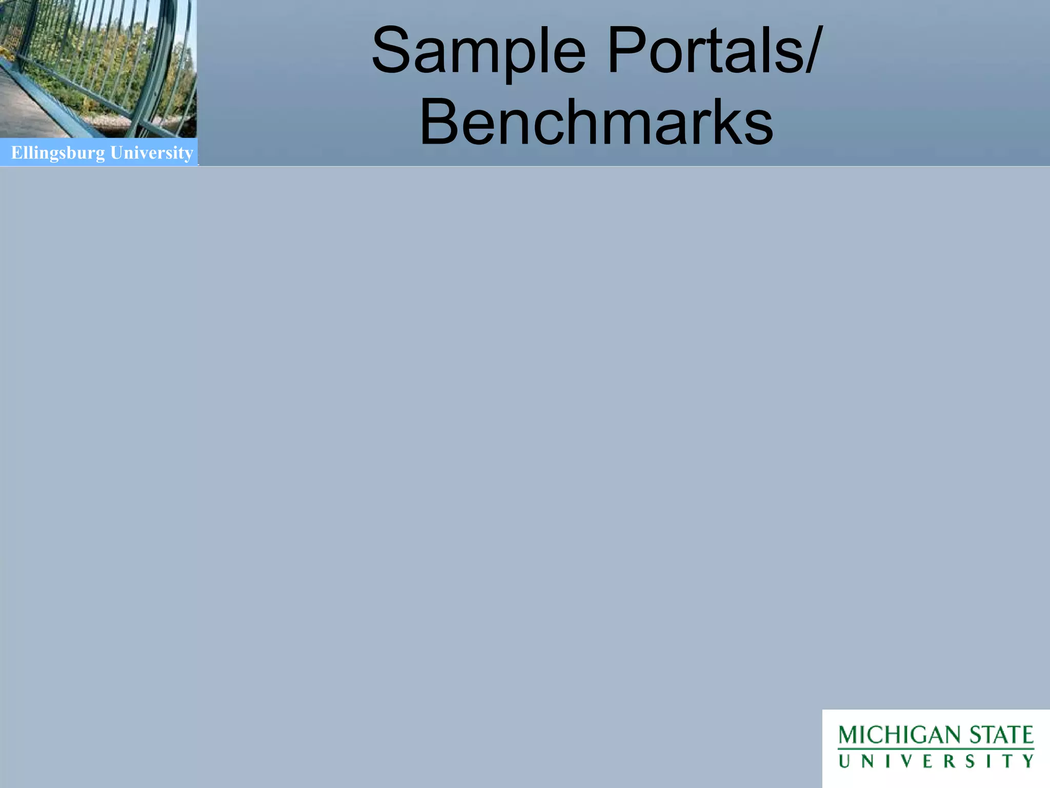 Sample Portals/ Benchmarks 