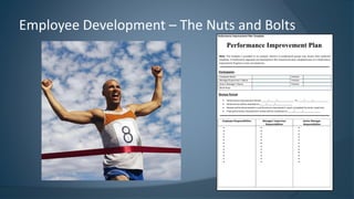 Employee Development – The Nuts and Bolts 
Performance Improvement Plan 
Note: This template is provided as an example. Districts or professional groups may choose other preferred 
templates. A Performance Appraisal and Development Plan should have been completed prior to a Performance 
Improvement Program in most circumstances. 
Participants: 
Employee Name Position 
Manager/Supervisor’s Name Position 
Senior Manager’s Name Position 
Work Area: 
Review Period: 
 Performance Improvement Period: _____/______/______________ To _____/______/_____________ 
 Performance will be reviewed on _____/______/______________ 
 Review will be documented in a performance improvement report completed by senior supervisor. 
 Final performance improvement review will be conducted on _____/______/______________ 
Employee Responsibilities Manager/ Supervisor 
Responsibilities 
Senior Manager 
Responsibilities 
 
 
 
 
 
 
 
 
 
 
 
 
 
 
 
 
 
 
 
 
 
 
 
 
 
 
 
 
 
 
 
 
 
 
 
 
Performance Improvement Plan Template 
 