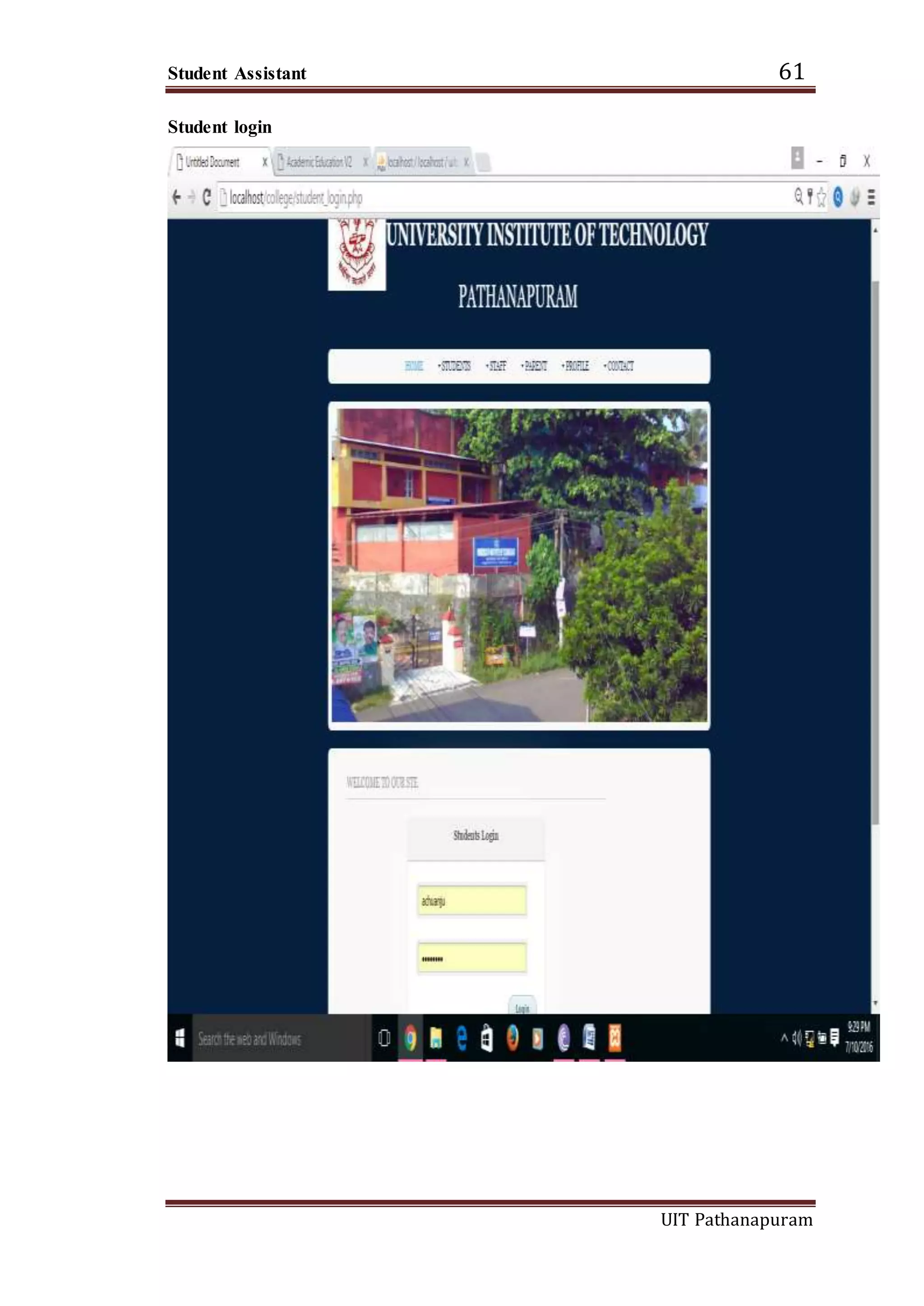 Student Assistant 61
UIT Pathanapuram
Student login
 