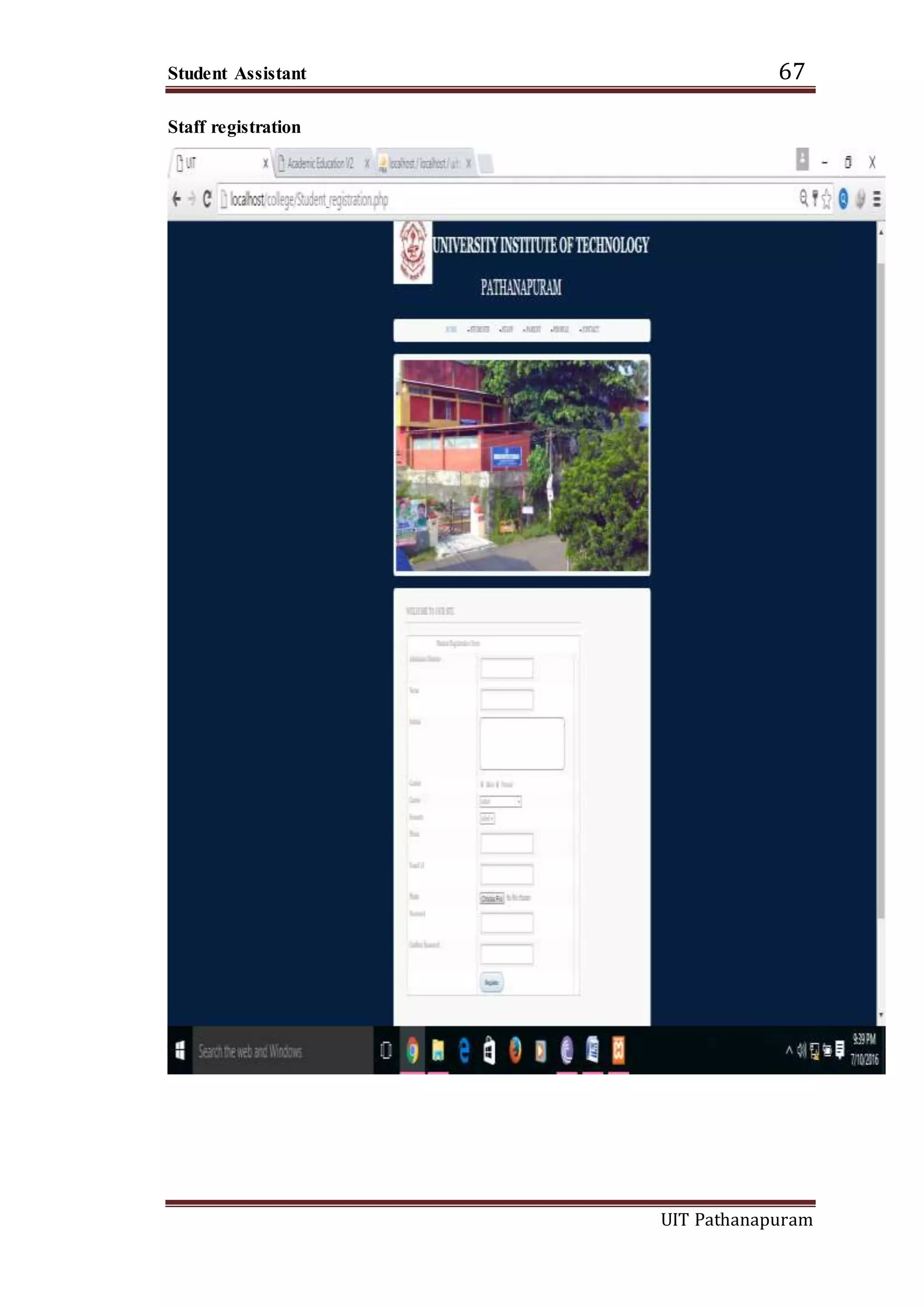 Student Assistant 67
UIT Pathanapuram
Staff registration
 
