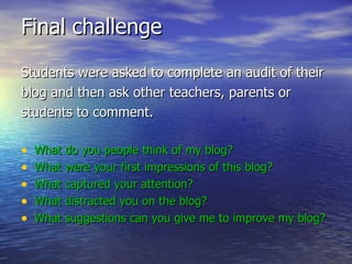 Student blogging challenge iste12