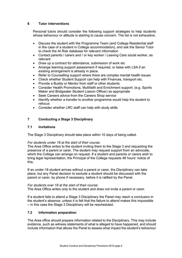 Student Conduct and Disciplinary Procedure | PDF