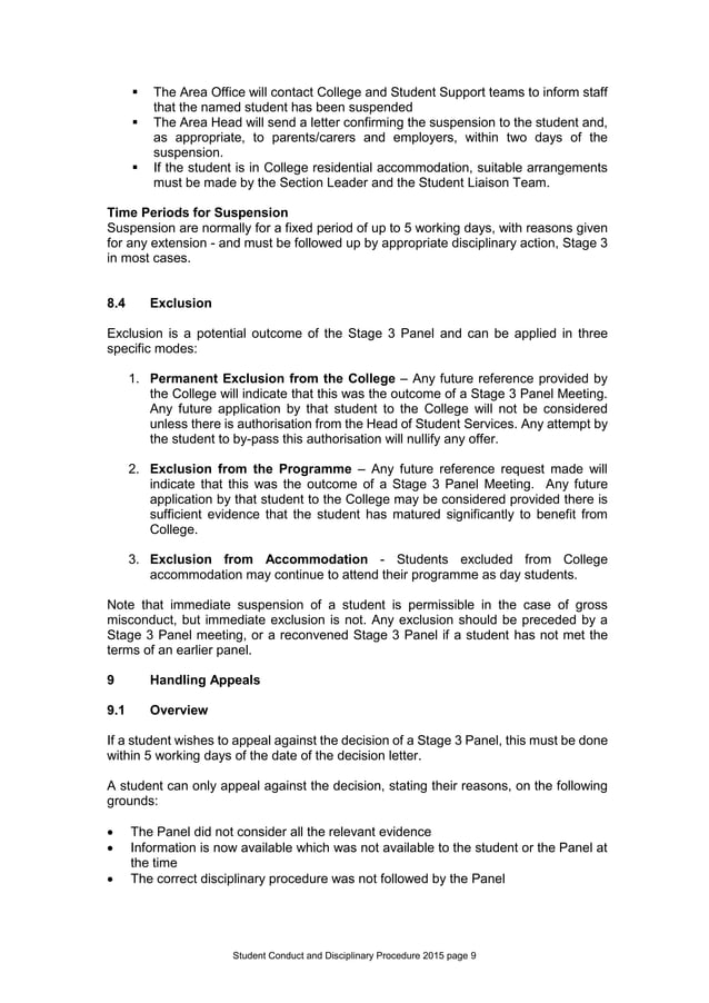 Student Conduct and Disciplinary Procedure | PDF